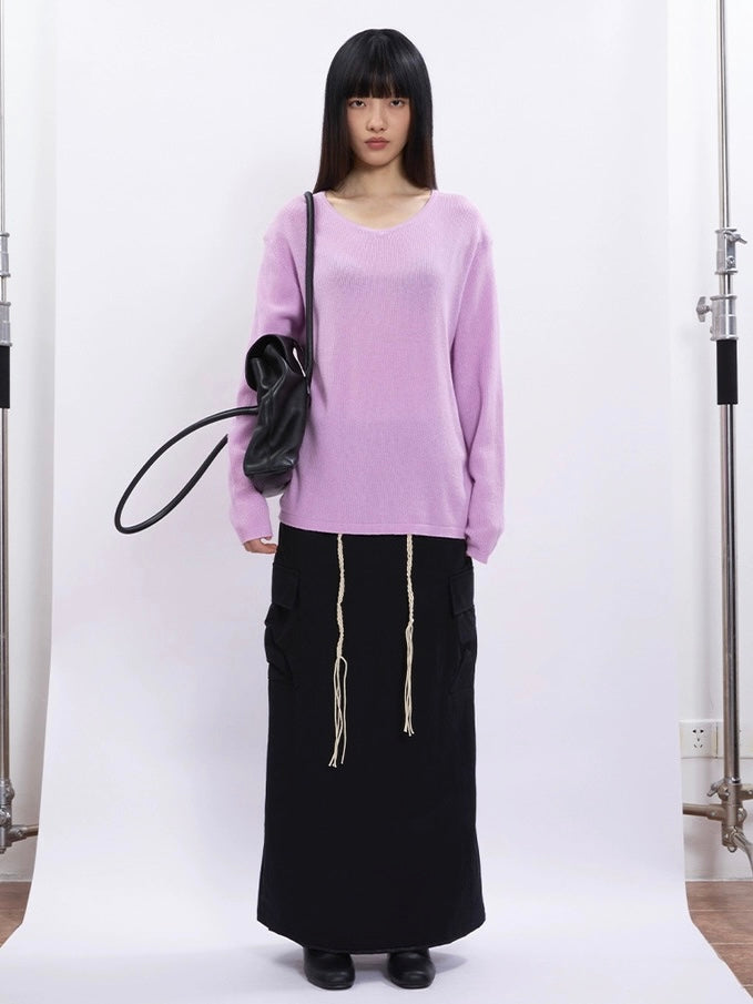 SOLID V-NECK KNIT