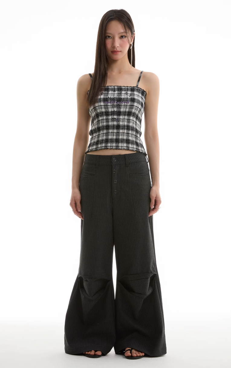 STRIPED BUTTON TROUSERS