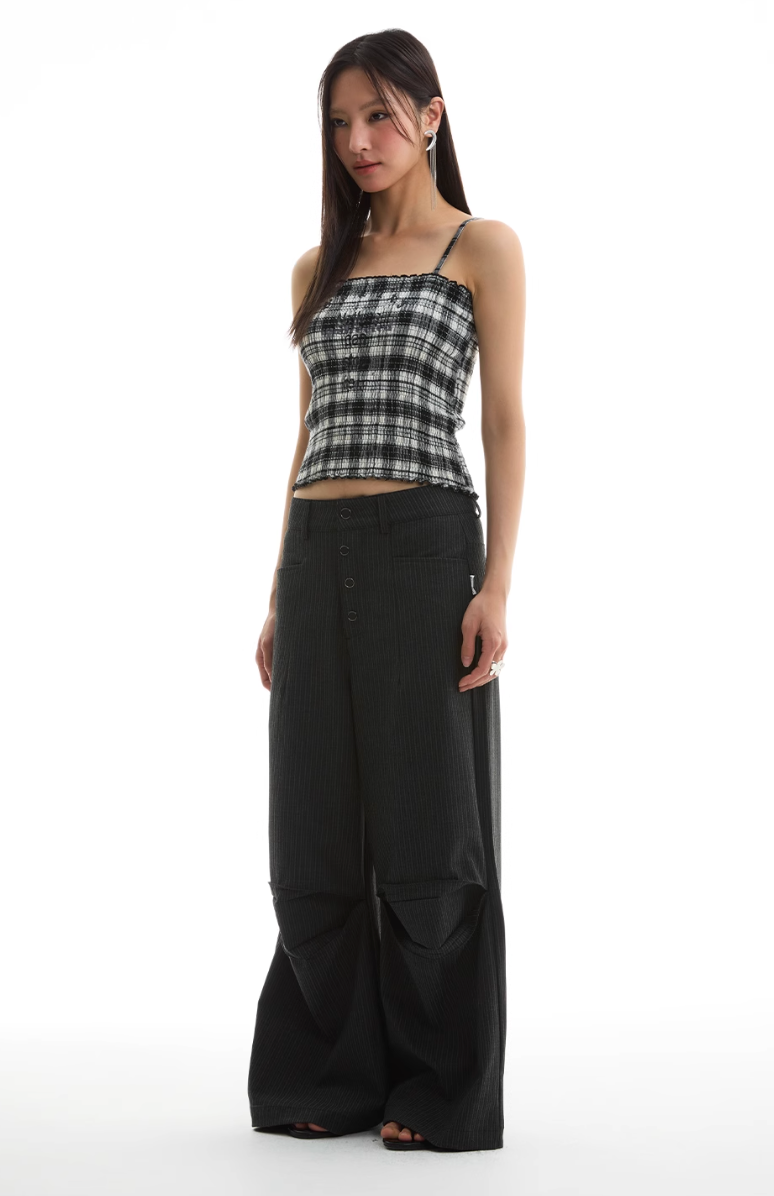 STRIPED BUTTON TROUSERS