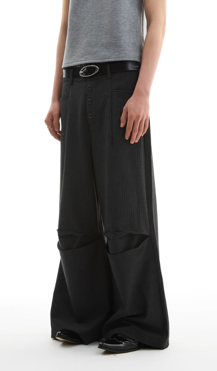 STRIPED BUTTON TROUSERS