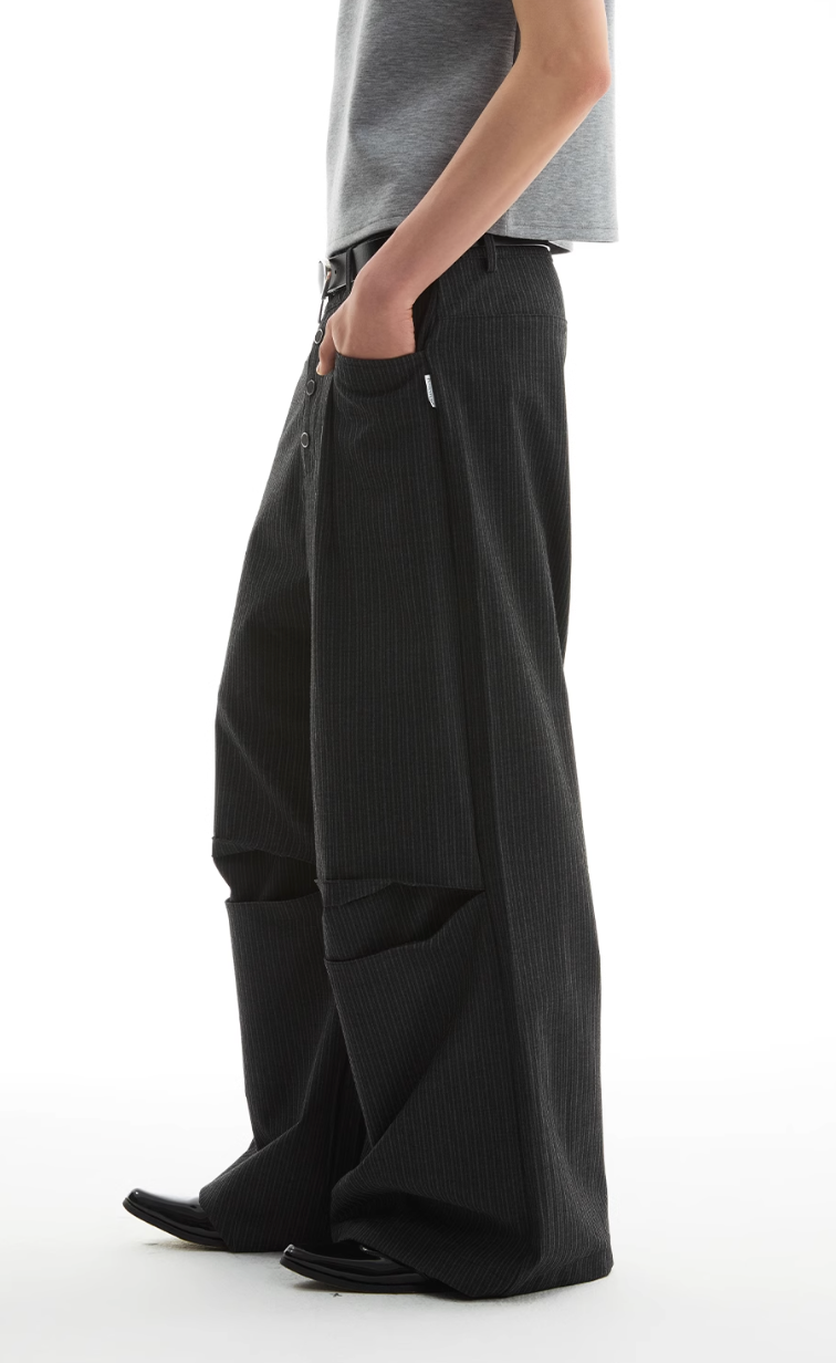 STRIPED BUTTON TROUSERS