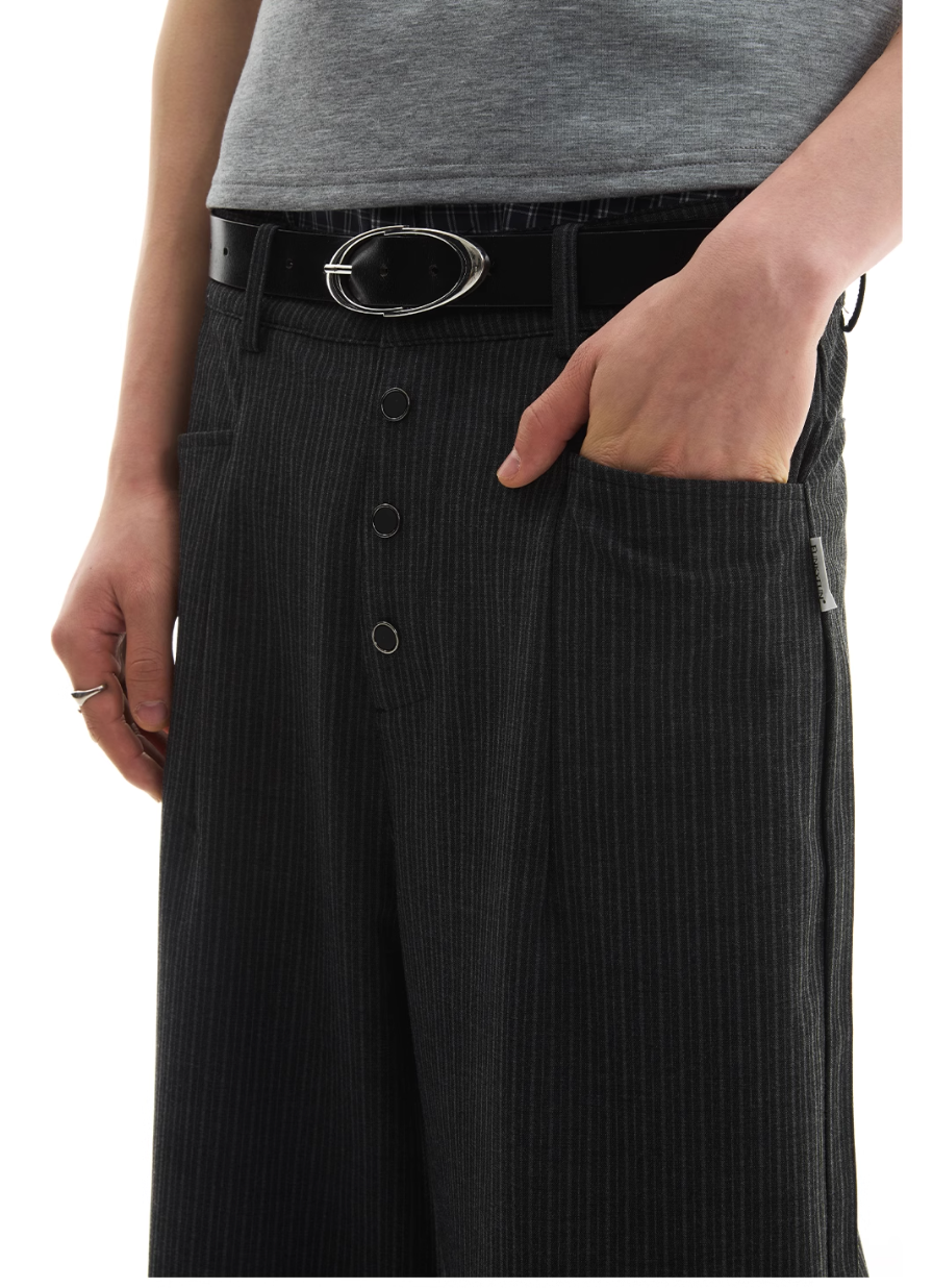 STRIPED BUTTON TROUSERS
