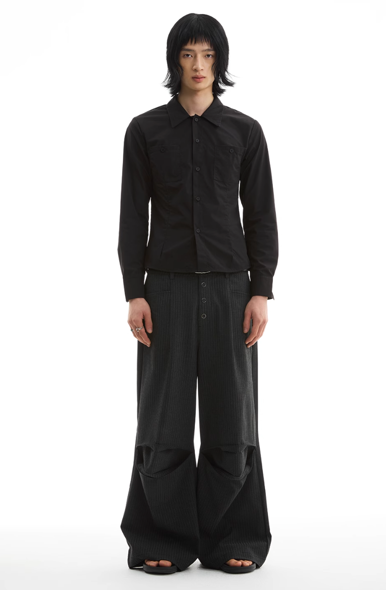 STRIPED BUTTON TROUSERS