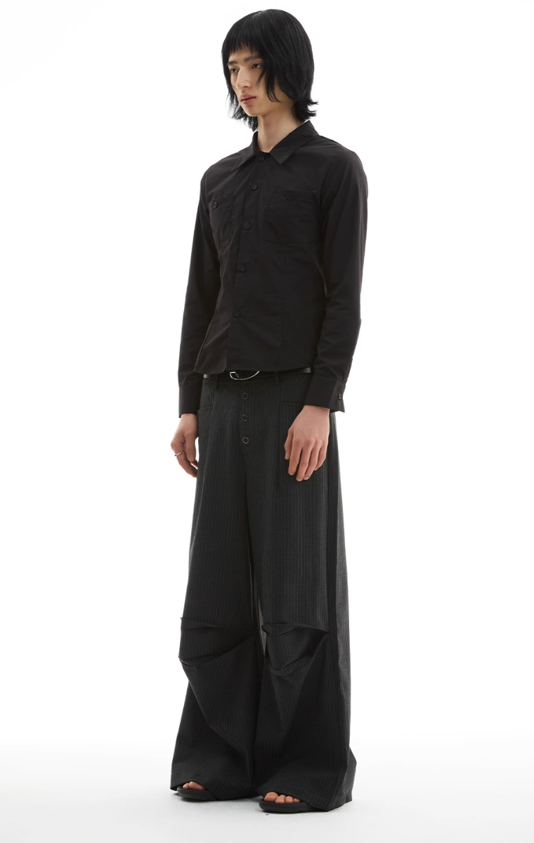 STRIPED BUTTON TROUSERS