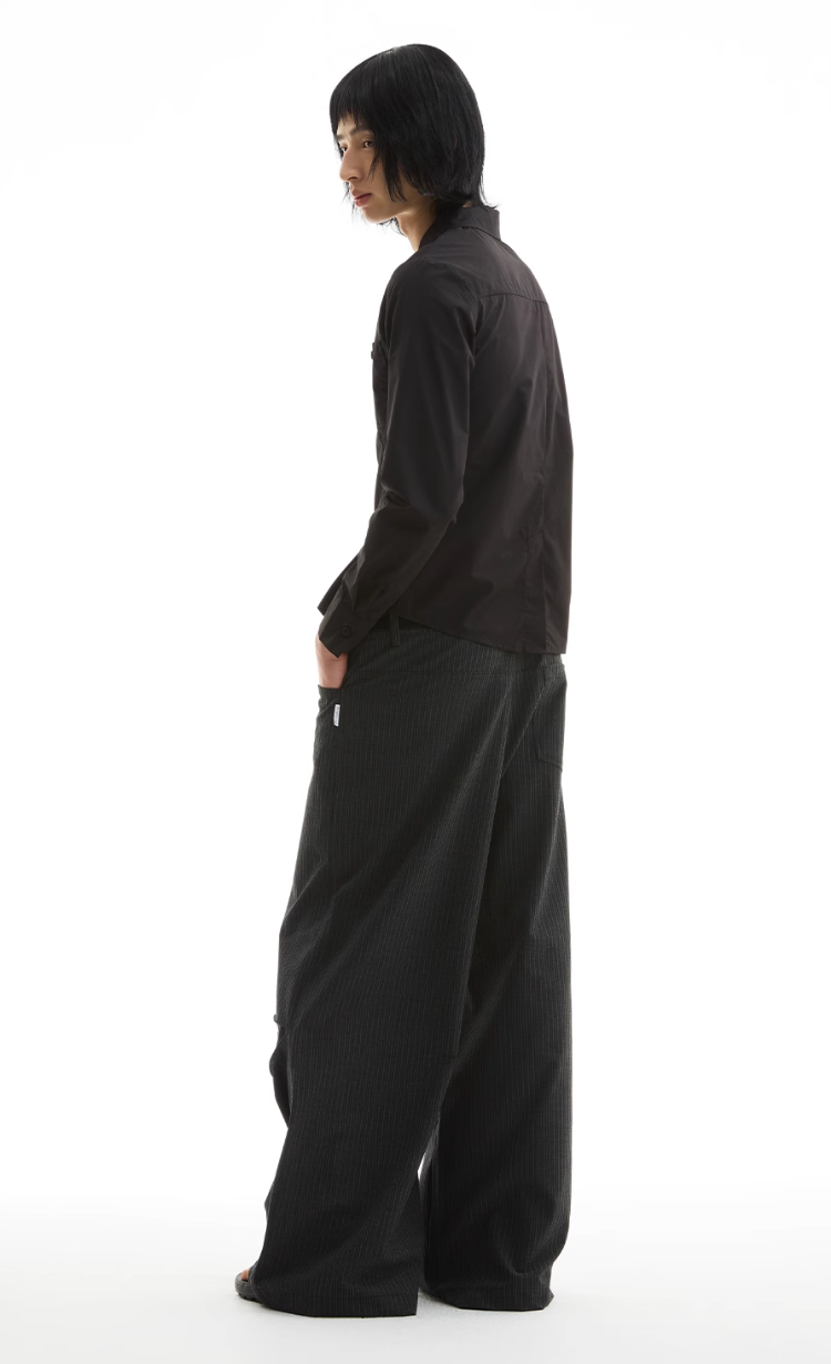 STRIPED BUTTON TROUSERS