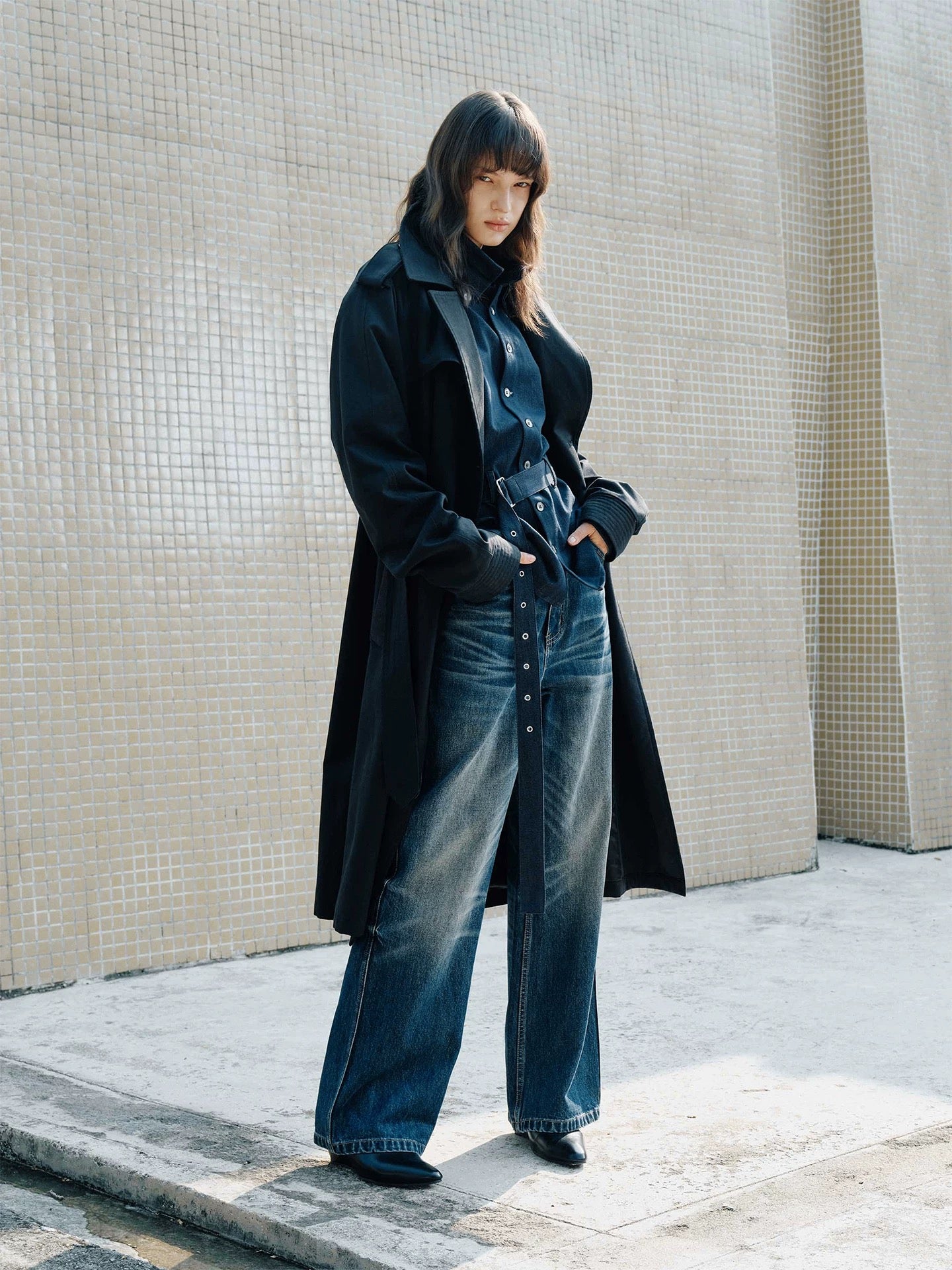 DOUBLE-BREASTED TENCEL TRENCH