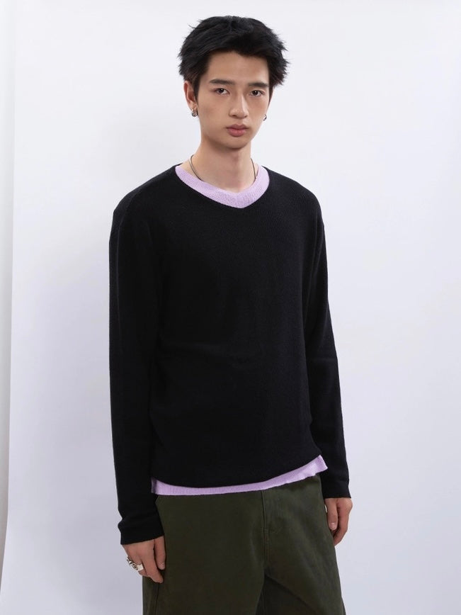 SOLID V-NECK KNIT