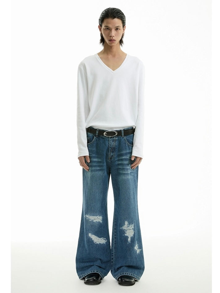 FLARE DISTRESSED DENIM