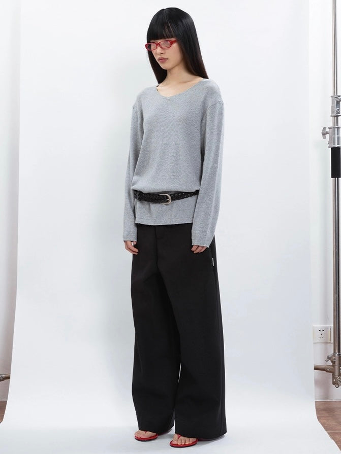 SOLID V-NECK KNIT