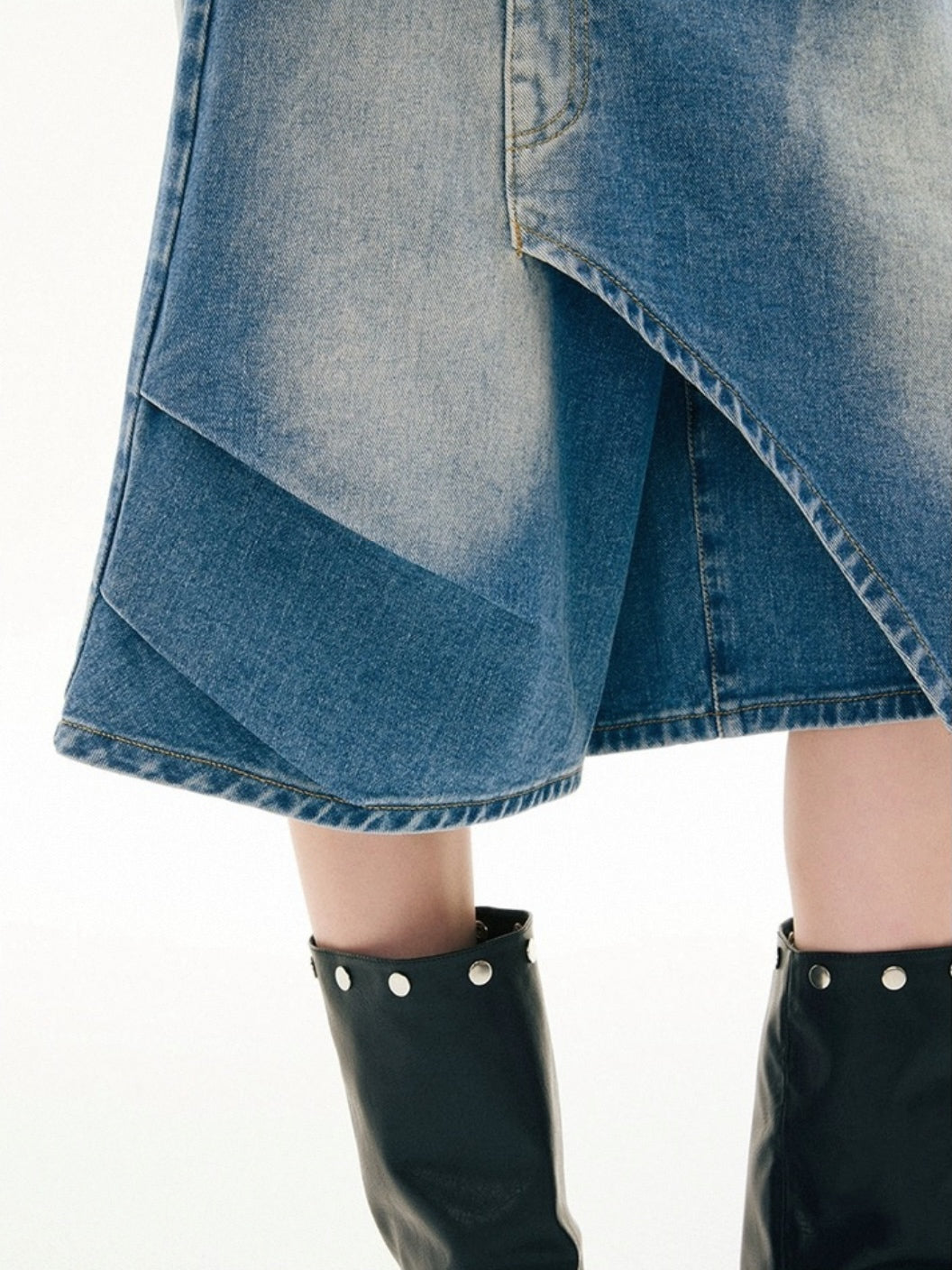 ASYMMETRY DENIM SHORTS