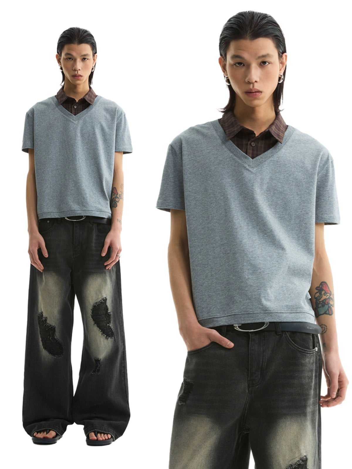 LAYERED KNIT SHIRT
