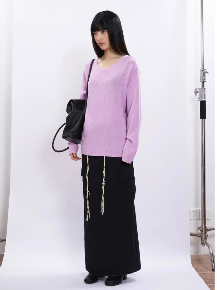 SOLID V-NECK KNIT
