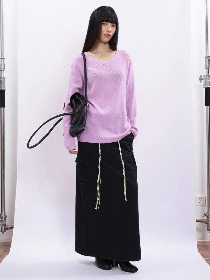 SOLID V-NECK KNIT