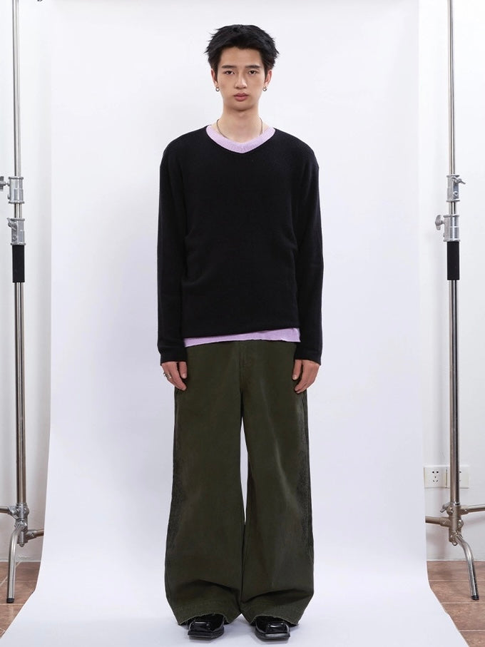 SOLID V-NECK KNIT