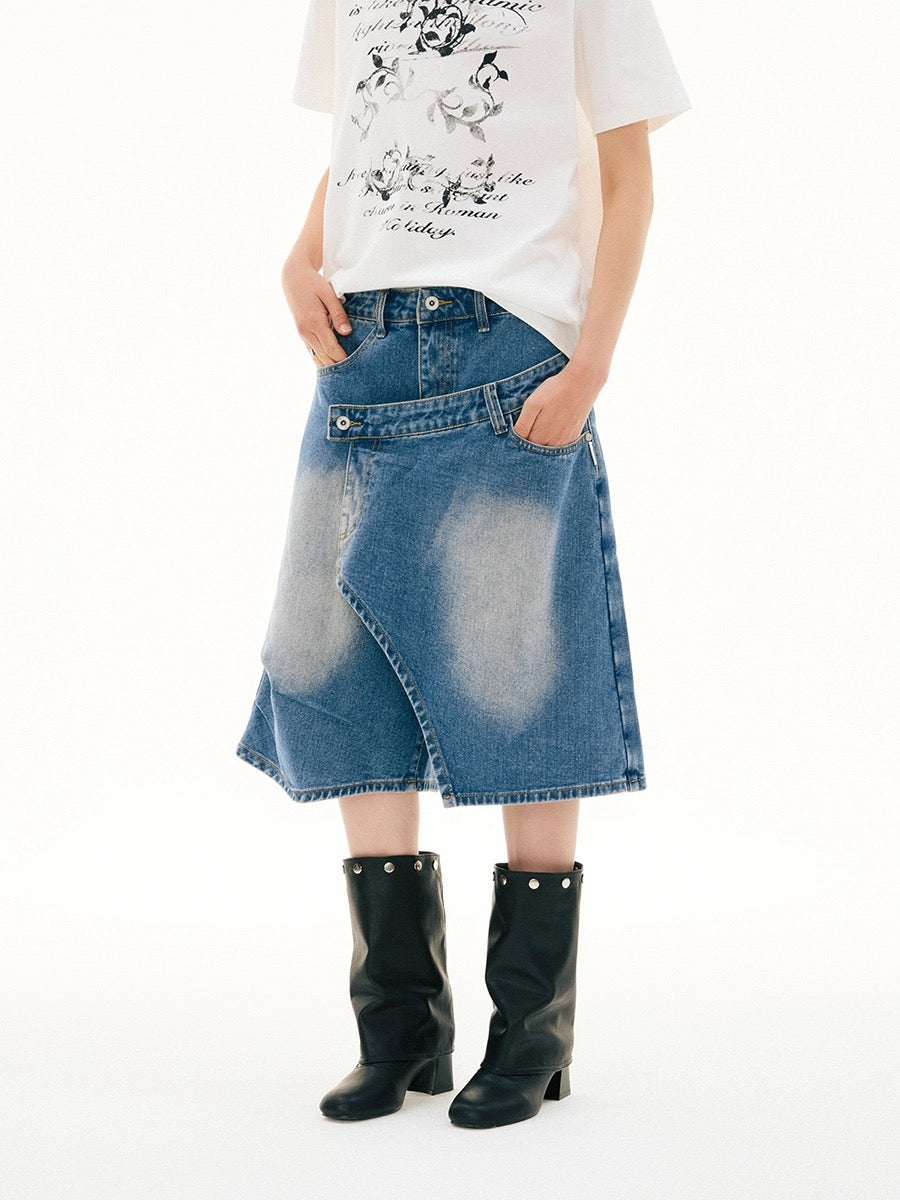 ASYMMETRY DENIM SHORTS