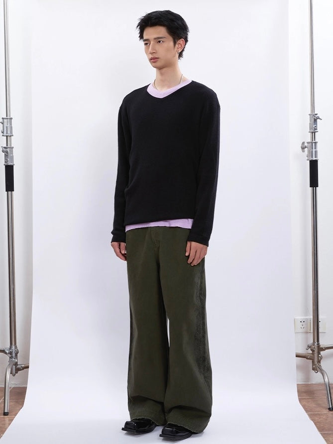 SOLID V-NECK KNIT
