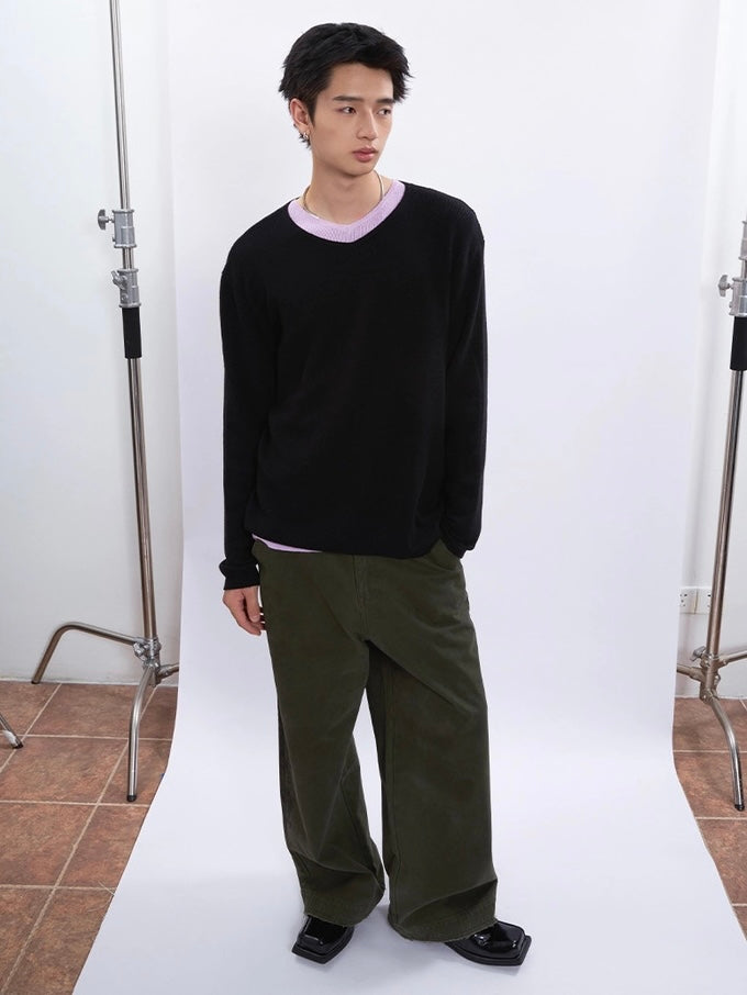 SOLID V-NECK KNIT