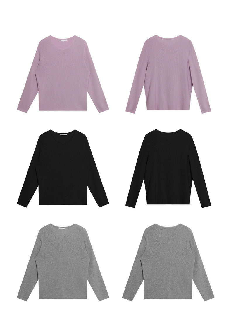 SOLID V-NECK KNIT