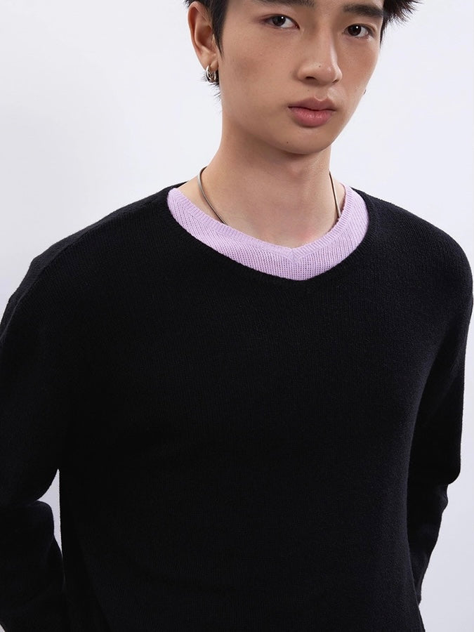 SOLID V-NECK KNIT