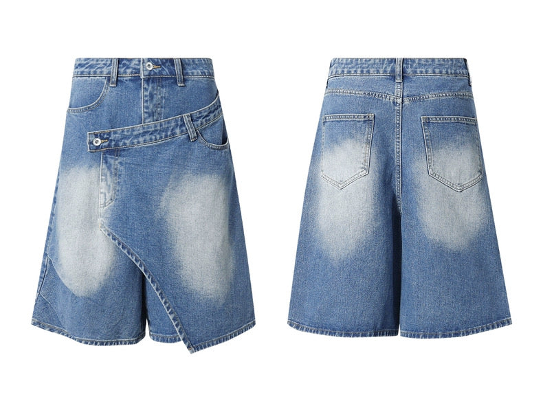 ASYMMETRY DENIM SHORTS