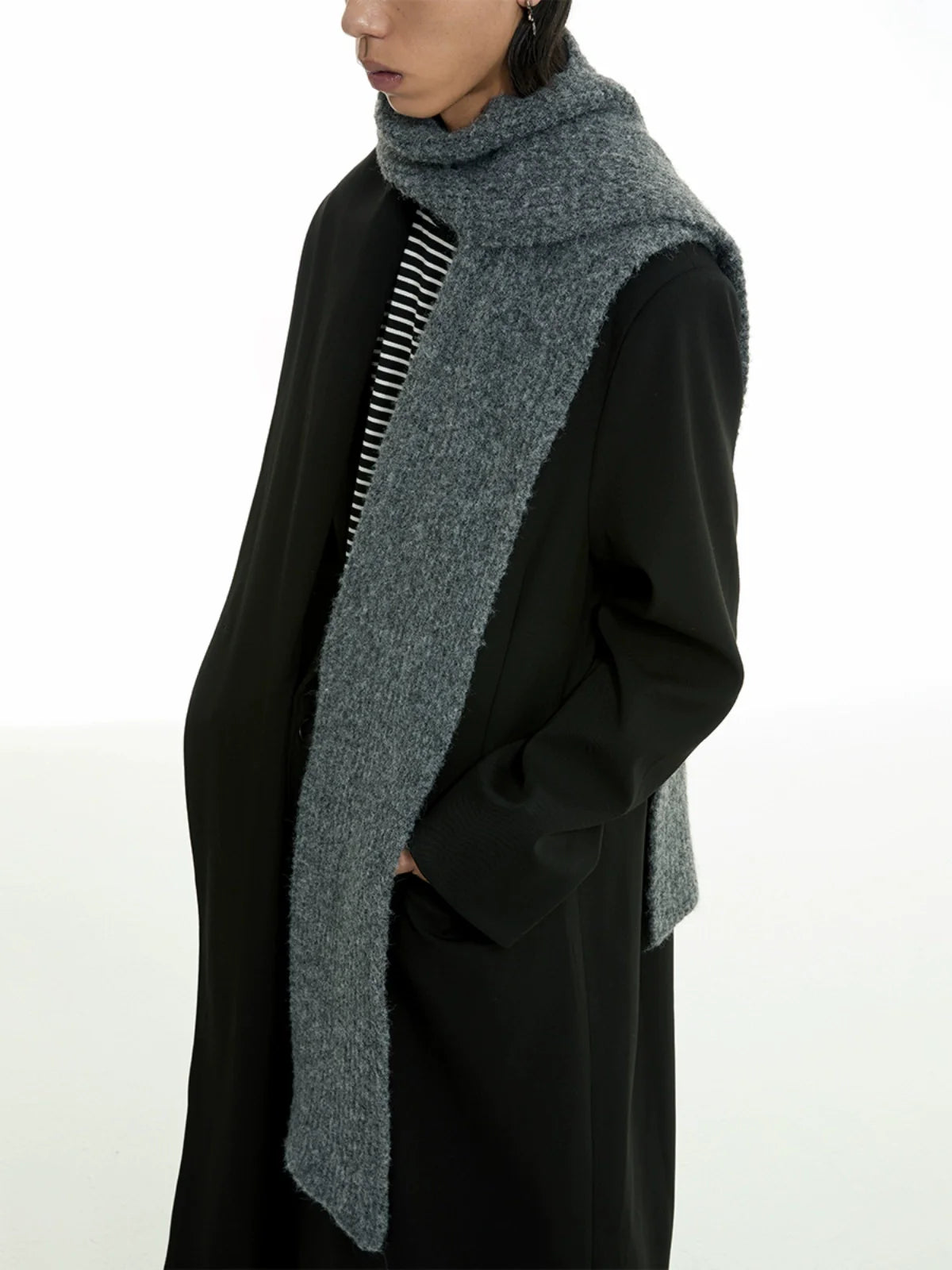 KNITTED FLORAL HOODED SCARF