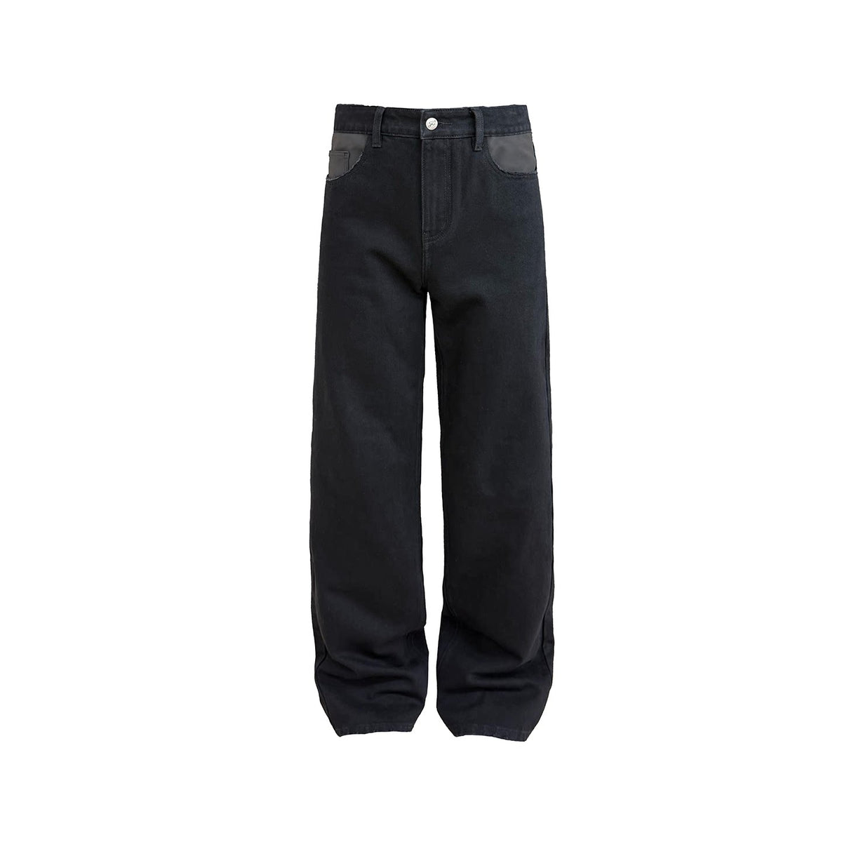 LEATHER-TRIM SLIM JEANS