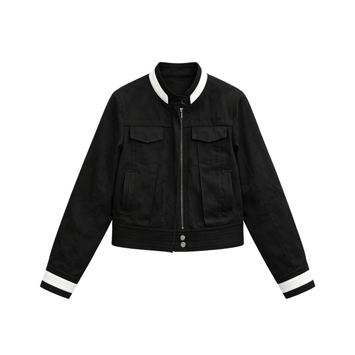 COLOR-BLOCK STAND-UP COLLAR JACKET