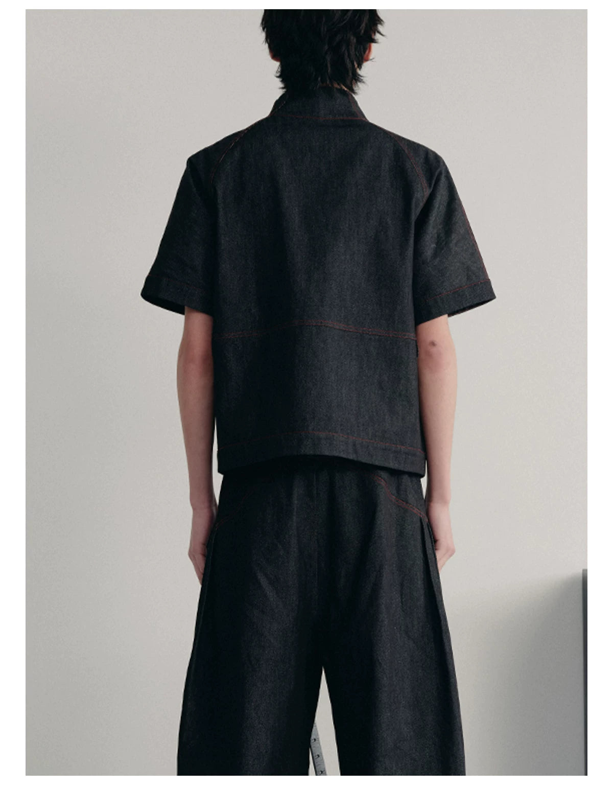 RAW DENIM SHIRT WITH SLITS