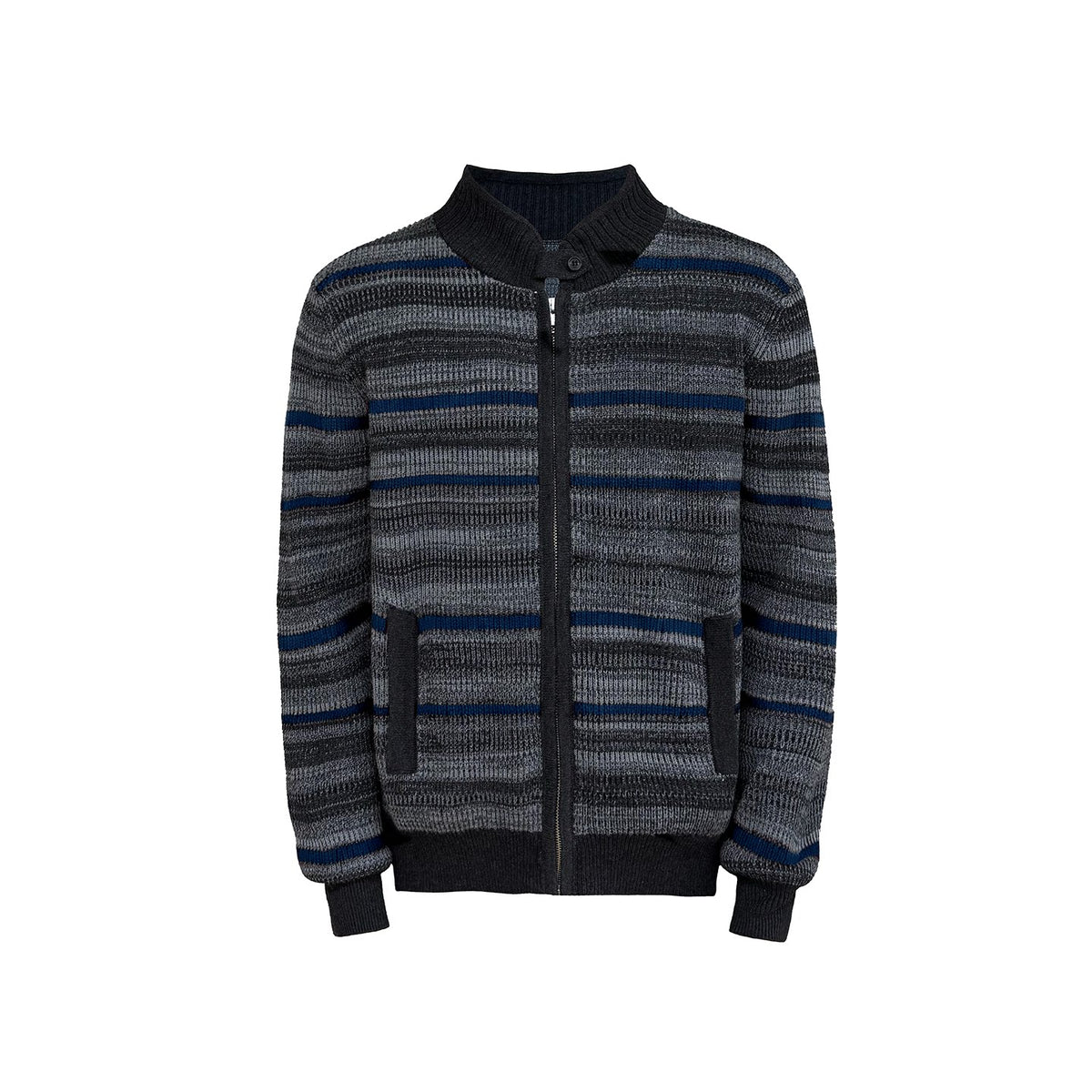 STRIPED RIBBED KNIT CARDIGAN