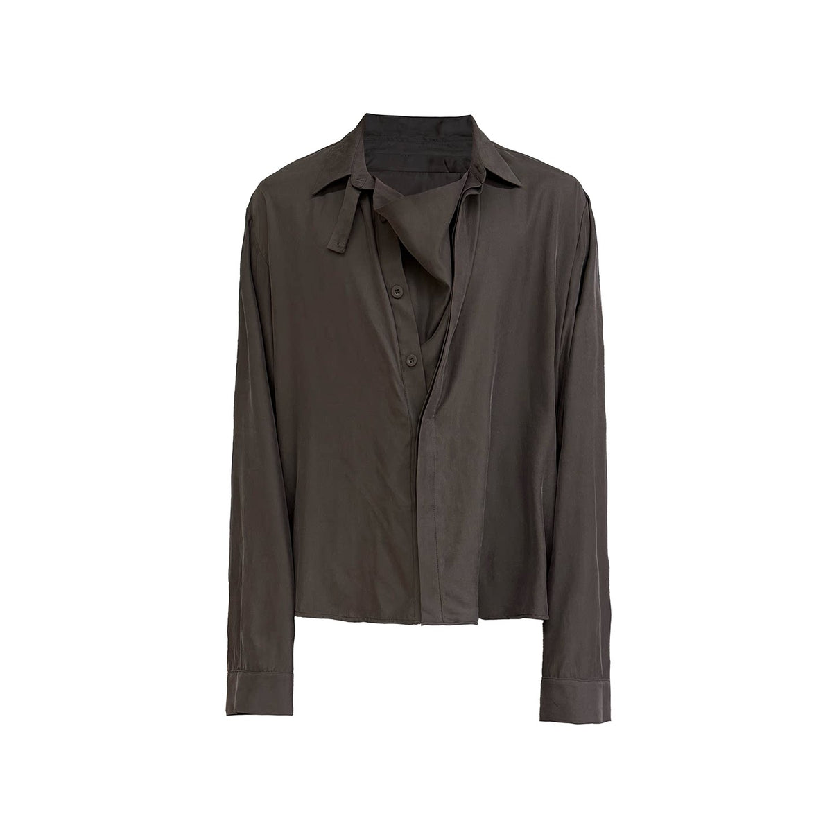 DRAPED COLLAR CUPRO-BLEND SHIRT