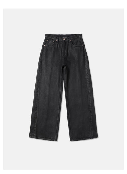 CROPPED A-LINE WAXED JEANS