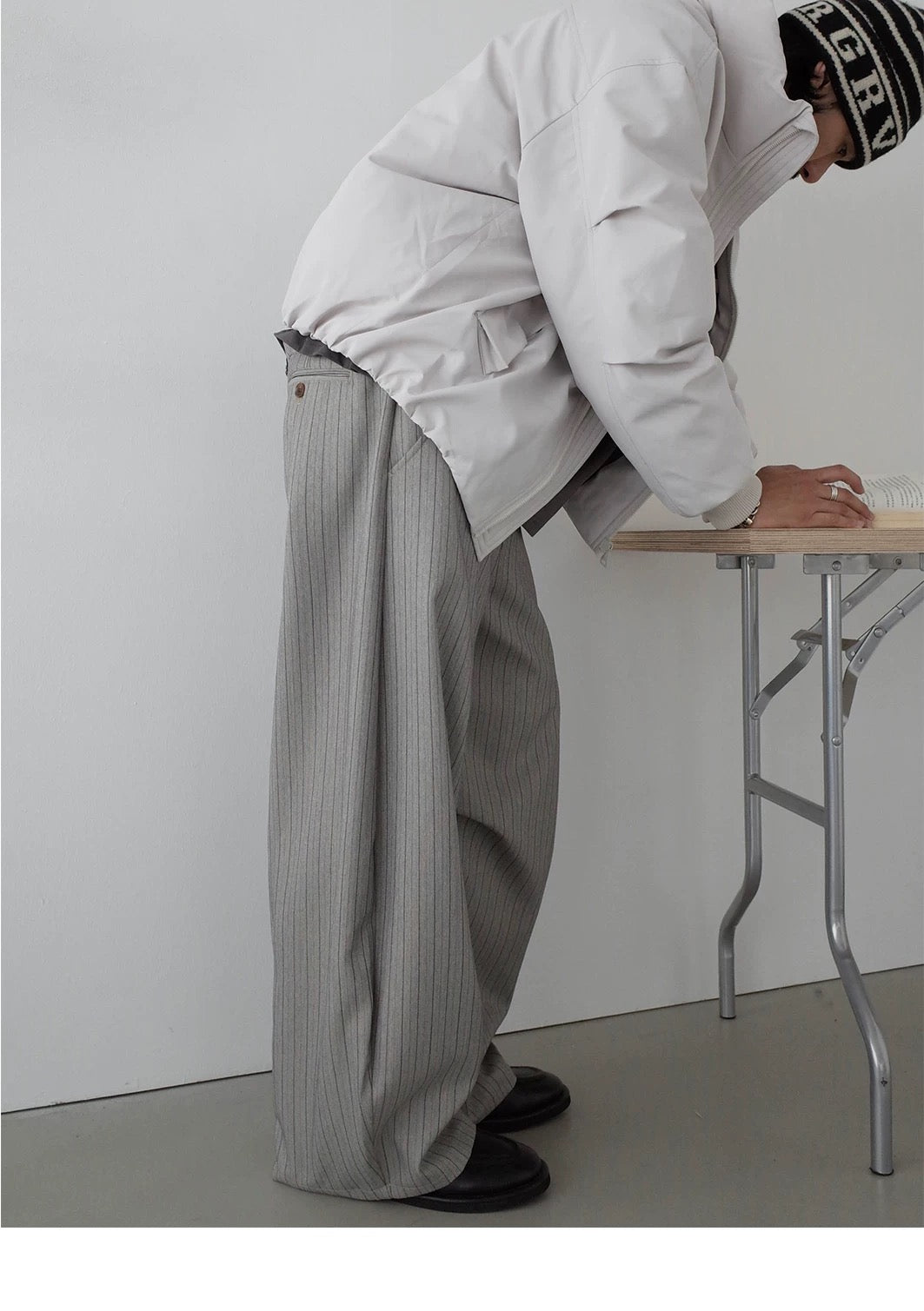 RETRO STRIPED WIDE-LEG PANTS