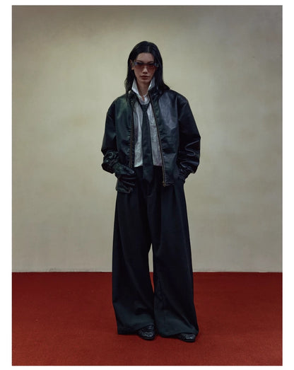 RETRO BOXY LEATHER JACKET