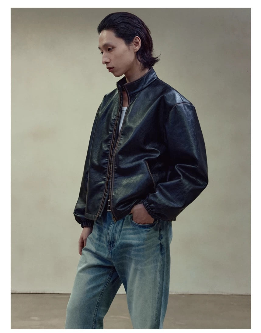 RETRO BOXY LEATHER JACKET