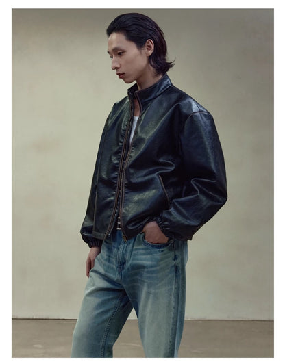 RETRO BOXY LEATHER JACKET