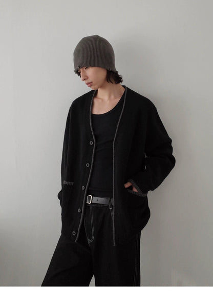 V-NECK KNITTED CARDIGAN