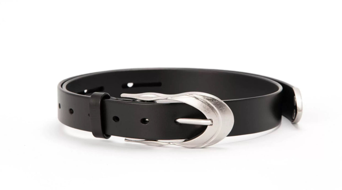 SILVER-PLATED LEATHER BELT