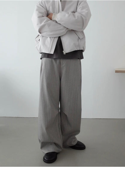 RETRO STRIPED WIDE-LEG PANTS