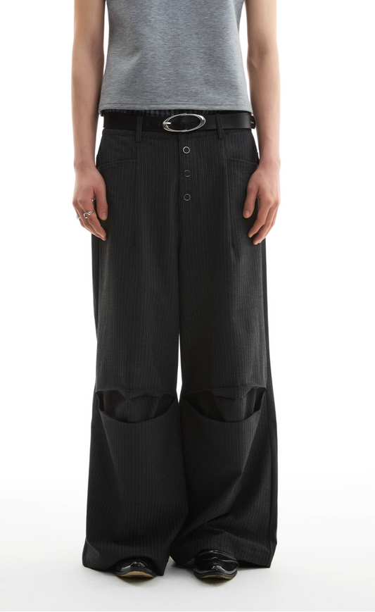 STRIPED BUTTON TROUSERS