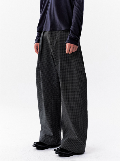 CHECKERED NYLON PANTS