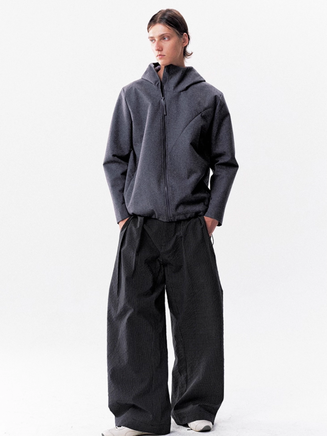 CHECKERED NYLON PANTS