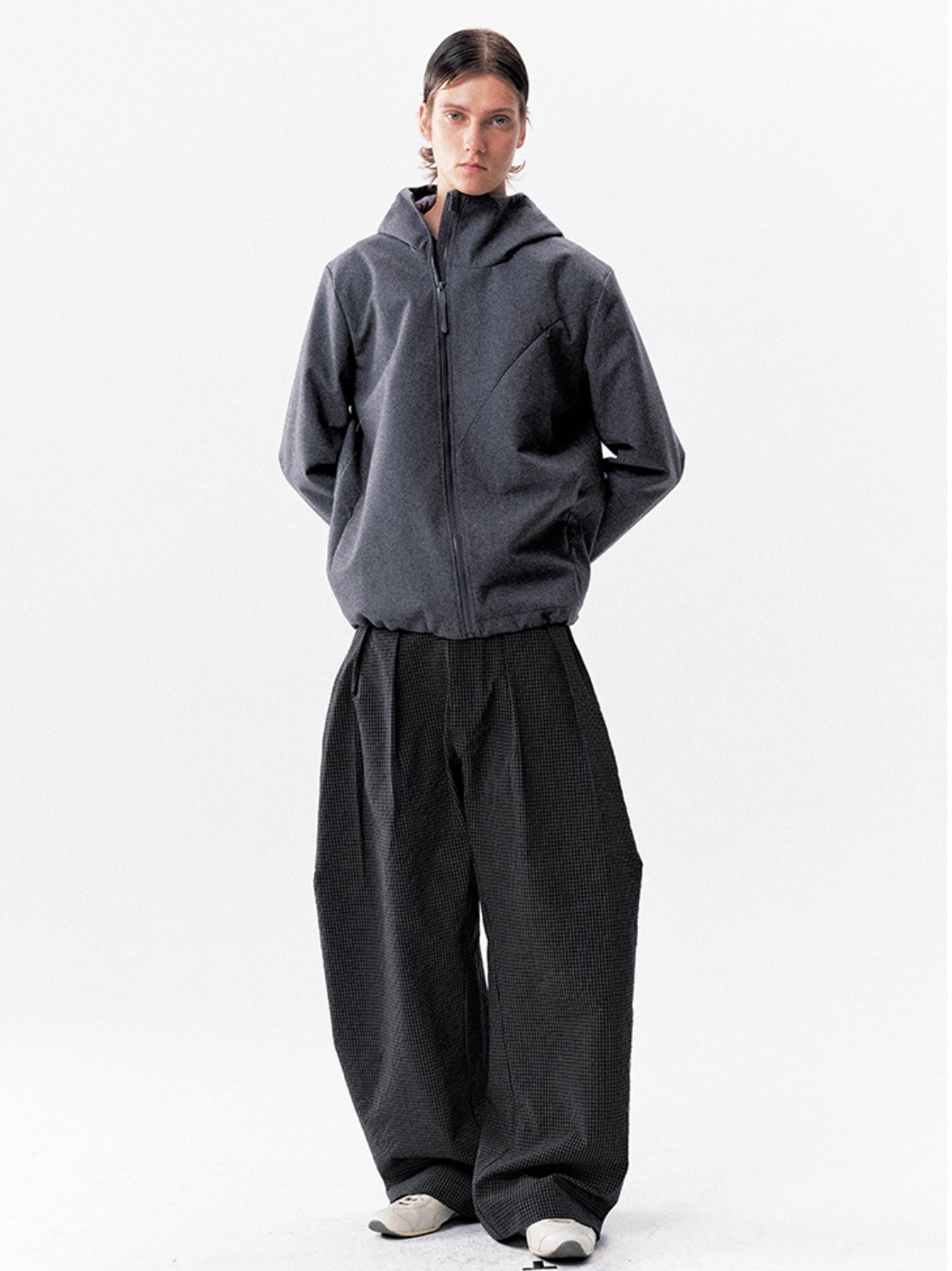 CHECKERED NYLON PANTS