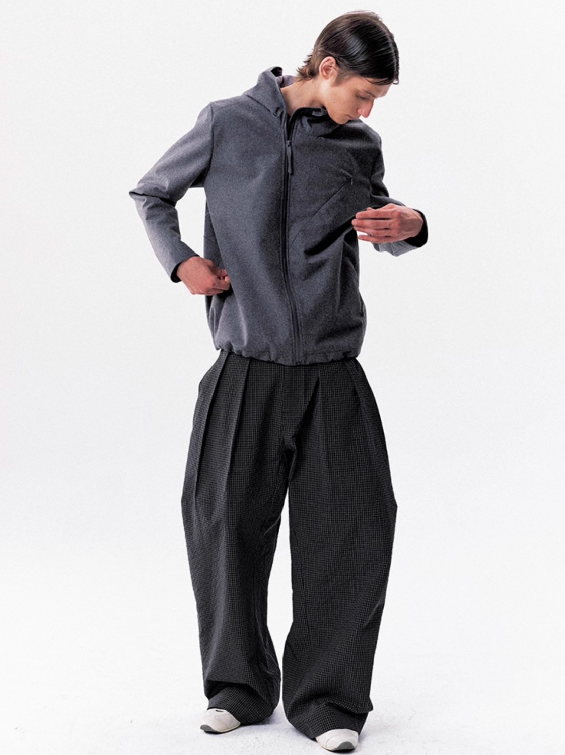 CHECKERED NYLON PANTS