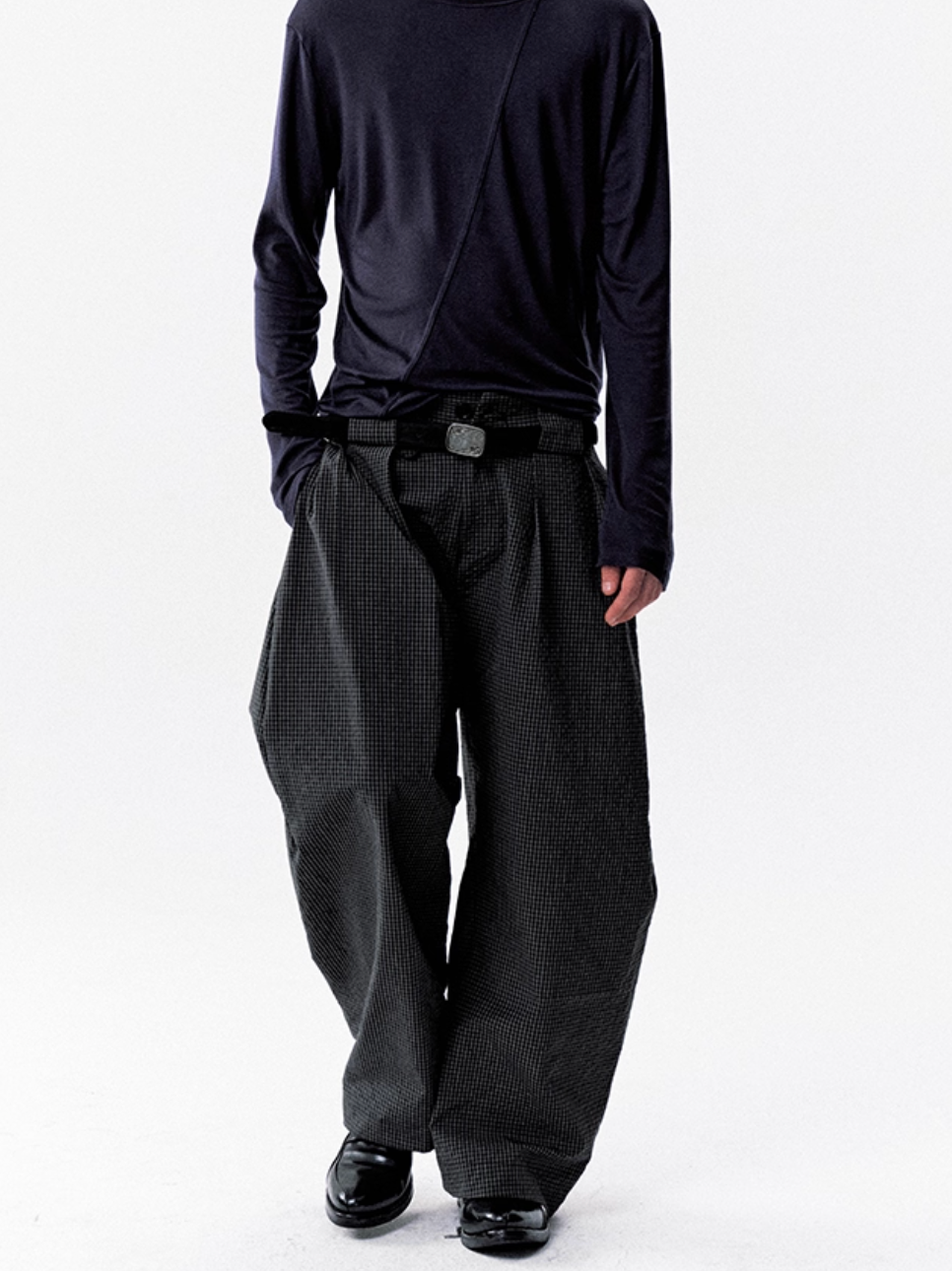 CHECKERED NYLON PANTS