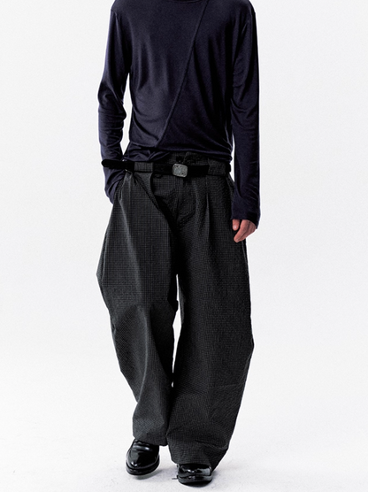 CHECKERED NYLON PANTS