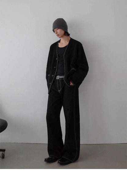 V-NECK KNITTED CARDIGAN