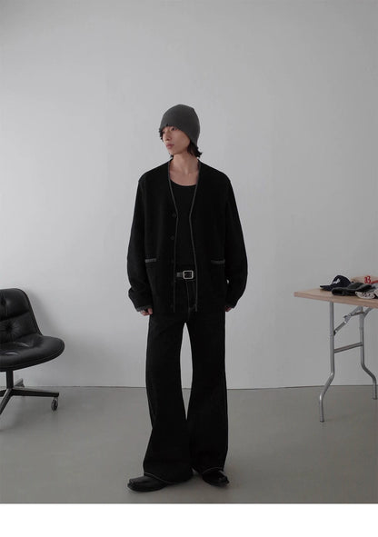 V-NECK KNITTED CARDIGAN