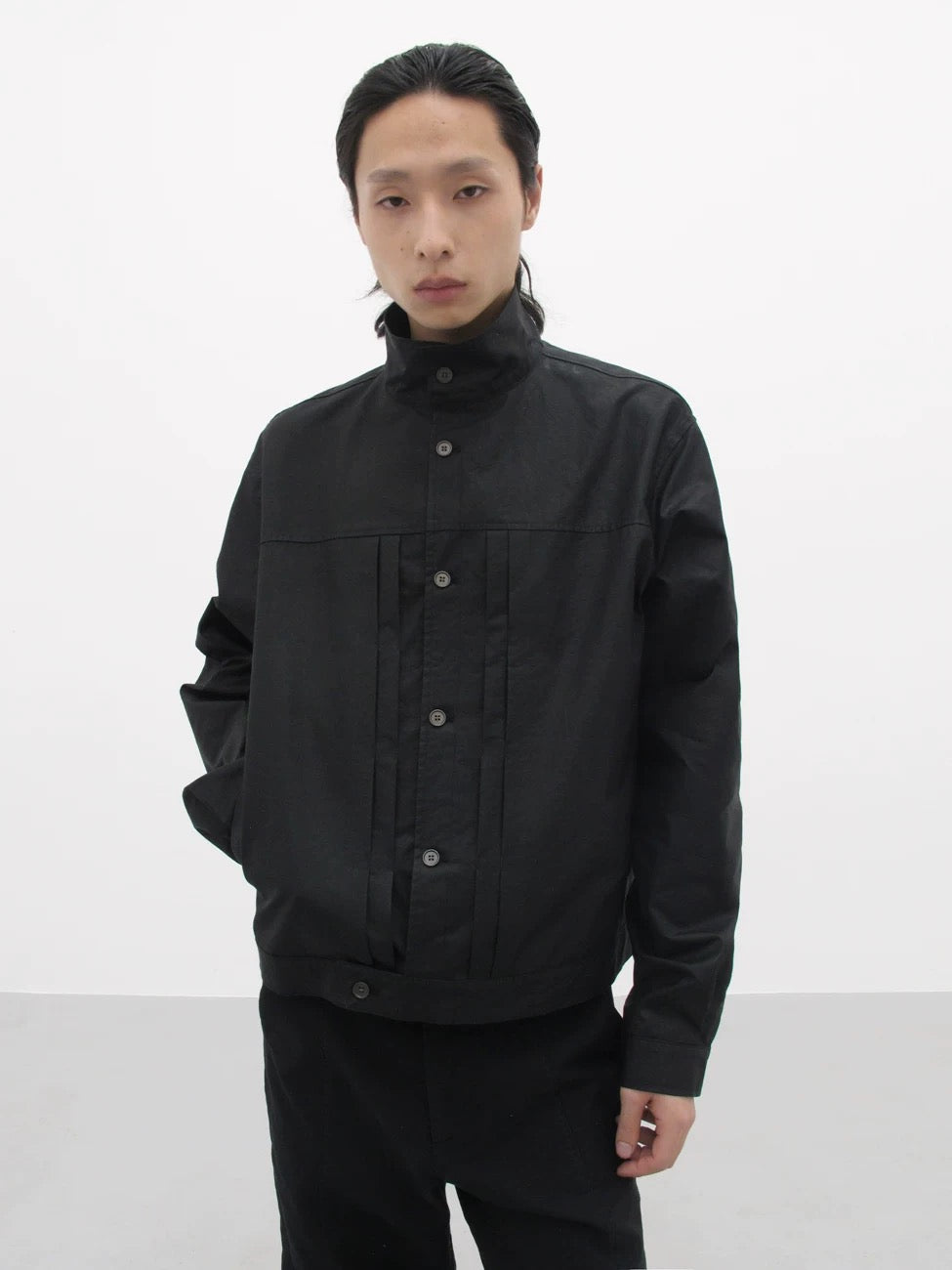 HIGH COLLAR LEATHER JACKET