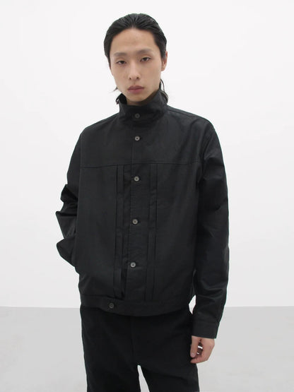 HIGH COLLAR LEATHER JACKET