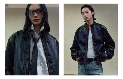 RETRO BOXY LEATHER JACKET